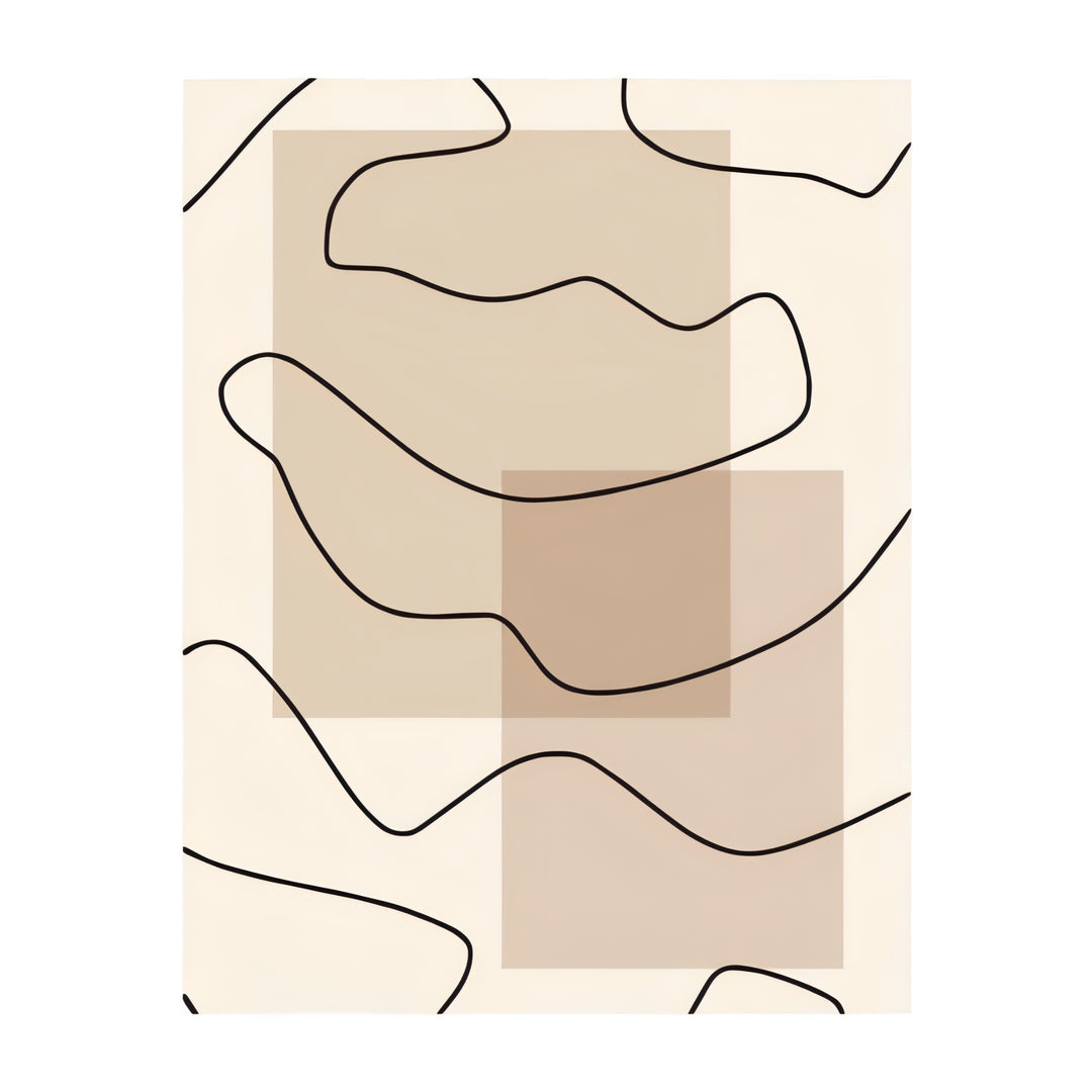 VibeCore Nordic Landscape Canvas Prints Option C: Beige and brown square background with black abstract squiggle lines