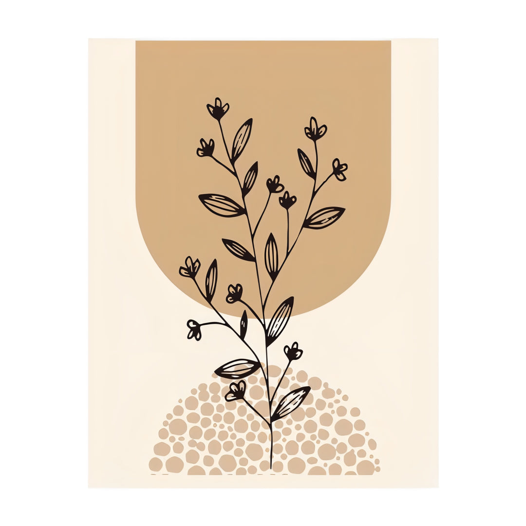 VibeCore Nordic Landscape Canvas Prints Option D: Brown semi circle with black flower plant