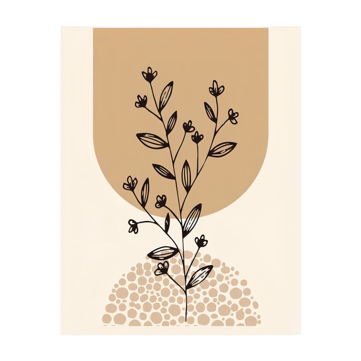 VibeCore Nordic Landscape Canvas Prints Option D: Brown semi circle with black flower plant