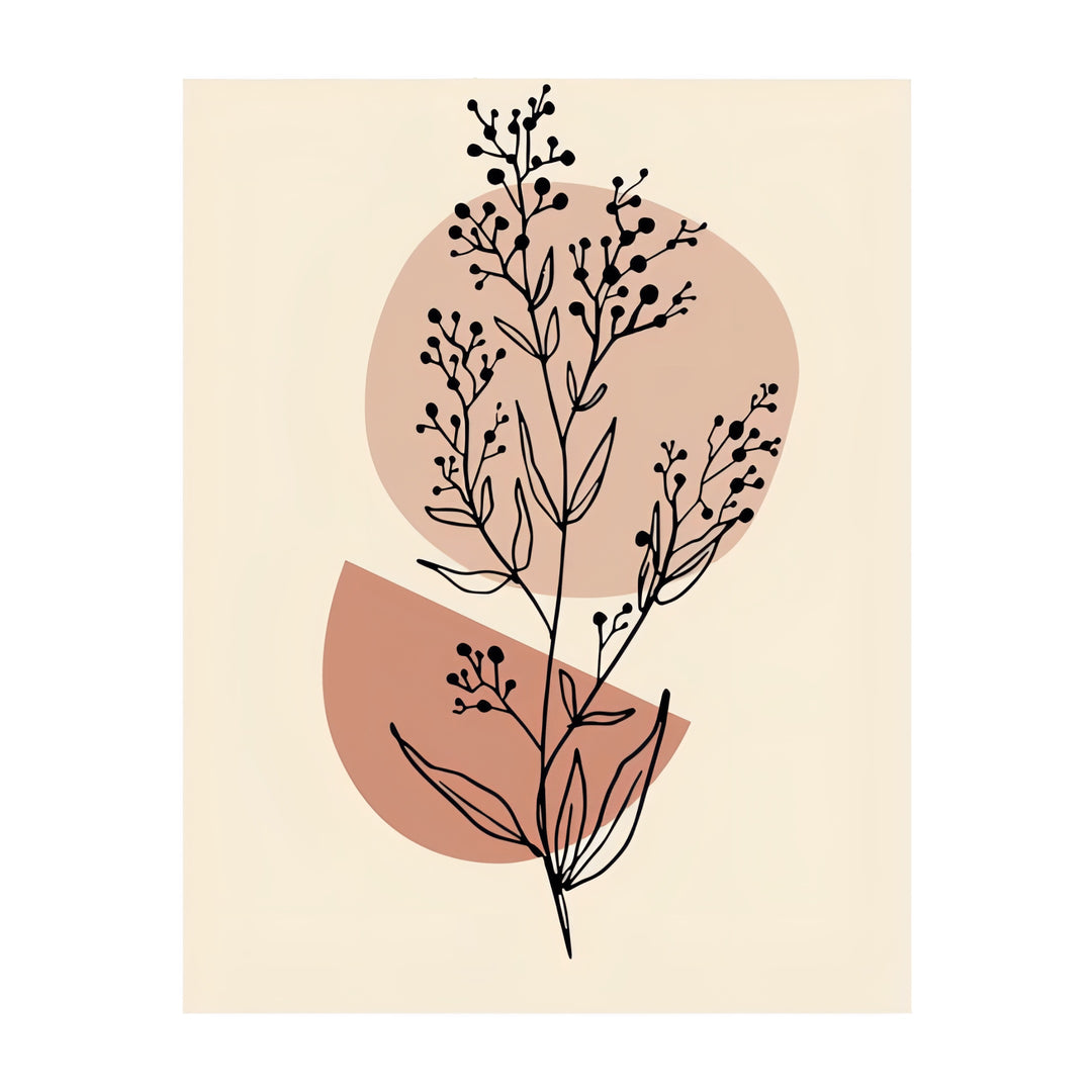 VibeCore Nordic Landscape Canvas Prints Option E: Rose circle and semi circle with black plant