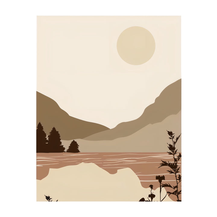 VibeCore Nordic Landscape Canvas Prints Option F: Serene landscape with hills, a lake and the sun in the sky