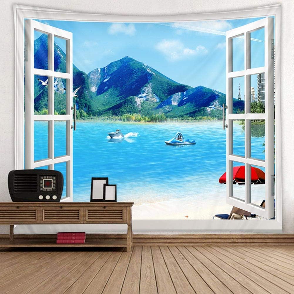 VibeCore Ocean Getaway Outside Your Window Tapestry