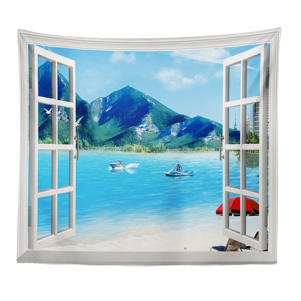 VibeCore Ocean Getaway Outside Your Window Tapestry Product View