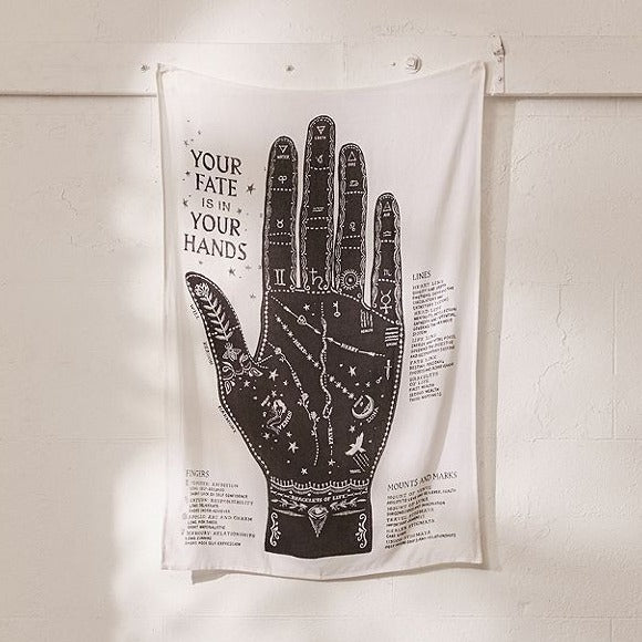 VibeCore Palm Reading Tapestry Hanging On Wall