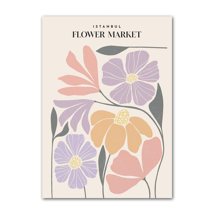 ‘Pastel Flower Market’ canvas poster featuring a vibrant pastel floral print inspired by the Istanbul flower market, bringing a fresh and aesthetic vibe to your decor.