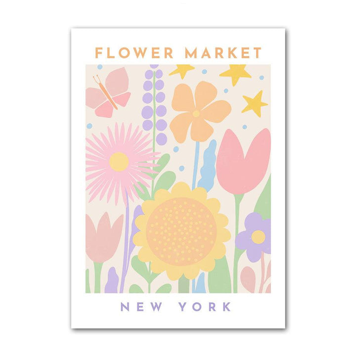 ‘Pastel Flower Market’ canvas poster featuring a soft pastel floral design inspired by the New York flower market, bringing a fresh and vibrant touch to your space.