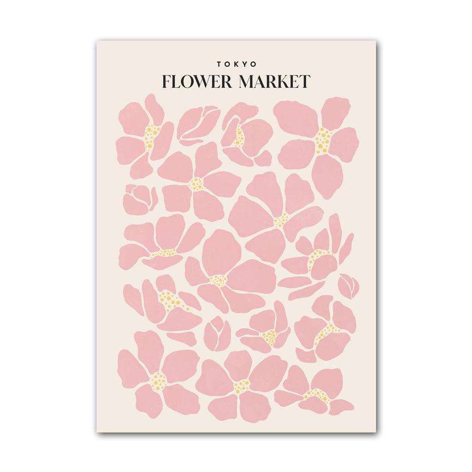 ‘Pastel Flower Market’ canvas poster featuring a vibrant pastel floral design inspired by the Tokyo flower market, adding a bright and refreshing touch to any room.