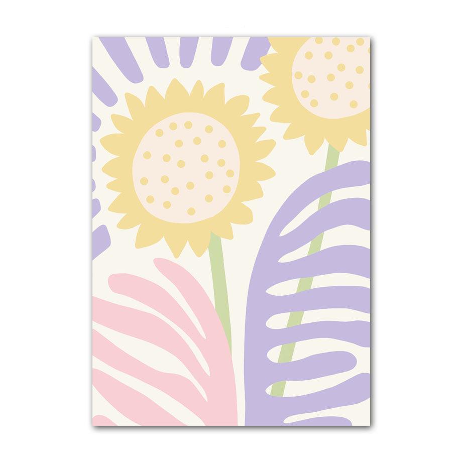 VibeCore Pastel Flowers Canvas Prints Option A: Pastel sunflowers drawings