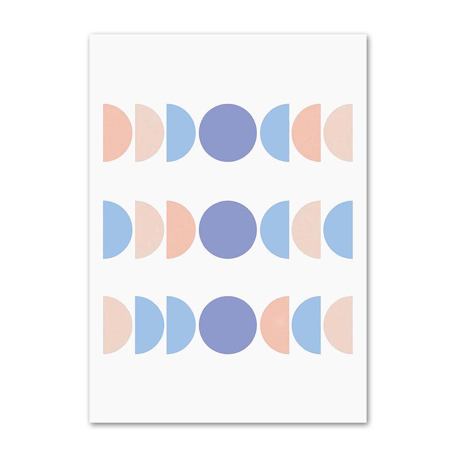 Pastel Matisse-inspired canvas poster featuring the phases of the moon in soft pastel hues, bringing a serene, minimalist touch to your space.