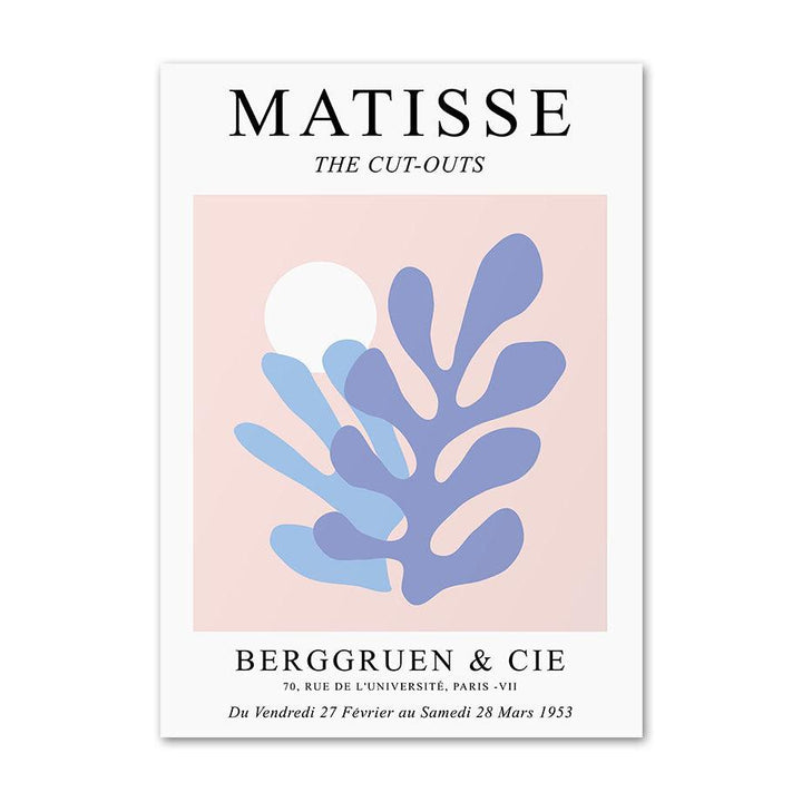 Pastel pink 'The Cutouts' canvas poster, featuring Matisse-inspired abstract shapes, adding a soft, modern vibe to your space with minimalist, pastel tones.