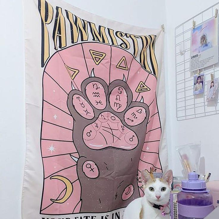 VibeCore Pawmistry Tapestry In Teen Bedroom