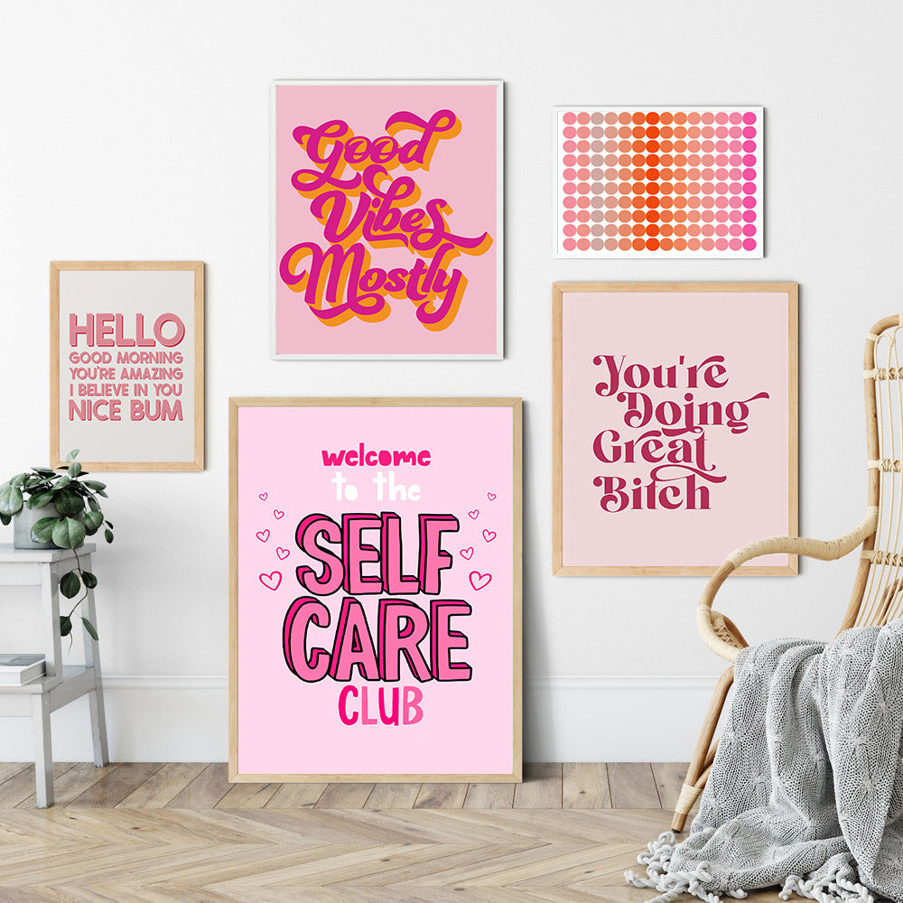 VibeCore Pink Affirmations Canvas Prints On Wall