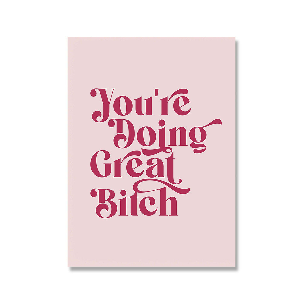 VibeCore Pink Affirmations Canvas Prints Option A You're Doing Great Bitch