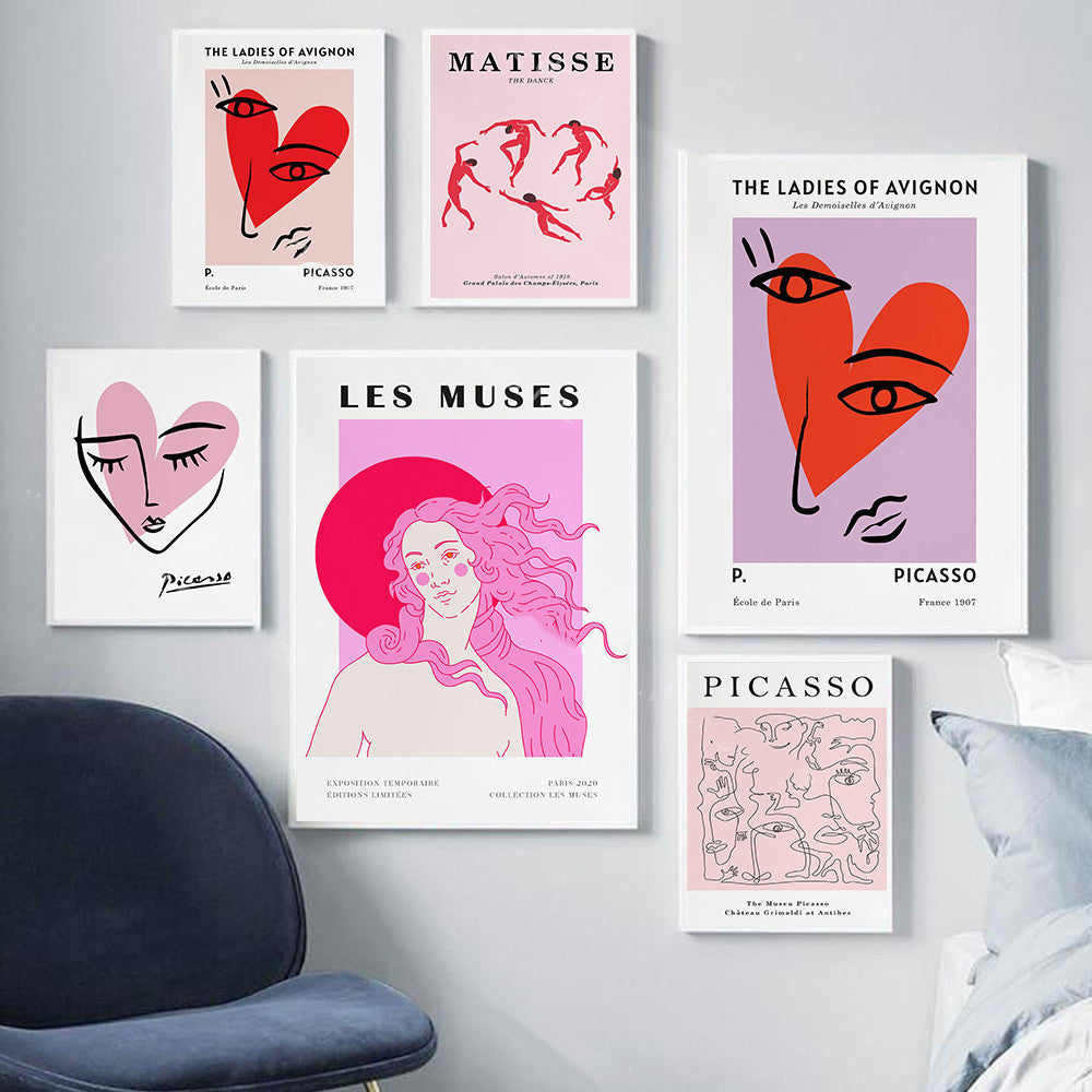 VibeCore Pink Artsy Canvas Prints Framed On Wall