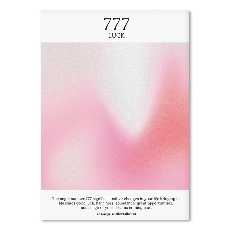 "VibeCore Pink Divine Feminine Canvas Posters" featuring a soft gradient of pink and purple hues with the angel number 777, symbolizing luck and divine guidance. This poster combines the spiritual significance of the number with the energy of the divine feminine, creating a serene yet empowering addition to any bedroom, dorm, or apartment. Perfect for those seeking positive energy and a touch of empowerment in their space.