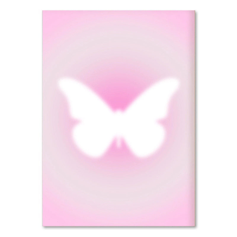 VibeCore Pink Divine Feminine Canvas Poster featuring a gradient pink butterfly design. Soft pastel hues symbolize transformation and empowerment, adding a calming, inspirational touch to any bedroom, dorm, or apartment. Ideal for creating a serene, positive atmosphere in your space.