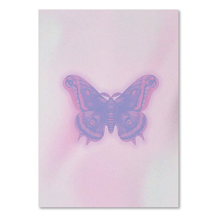 "VibeCore Pink Divine Feminine Canvas Posters" featuring a stunning gradient design in purple with a delicate butterfly. The soft hues and spiritual vibe evoke empowerment and peace, making this aesthetic print a perfect addition to any bedroom, dorm, or apartment. Ideal for those embracing the divine feminine energy.