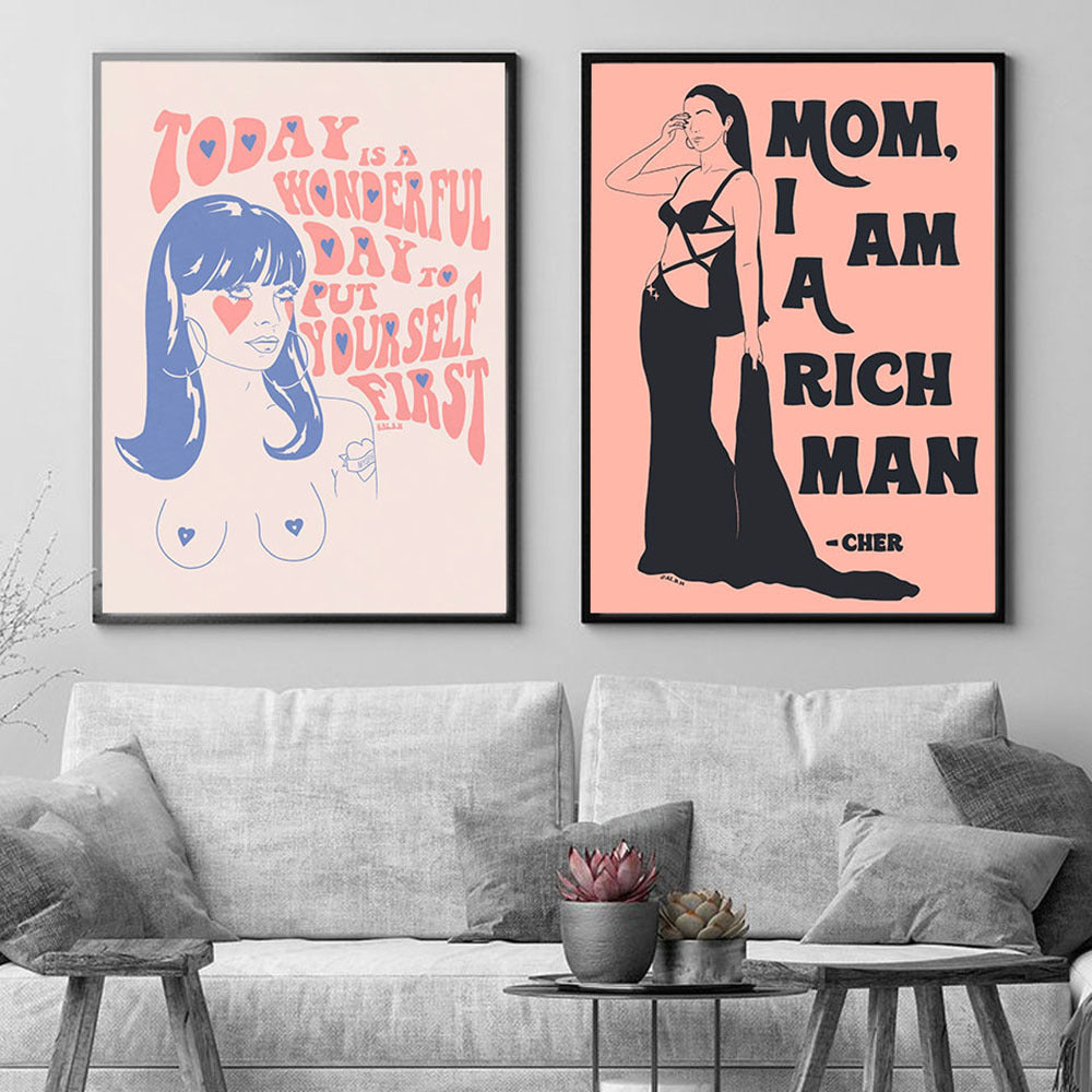 VibeCore Pink Feminist Canvas Prints On Wall