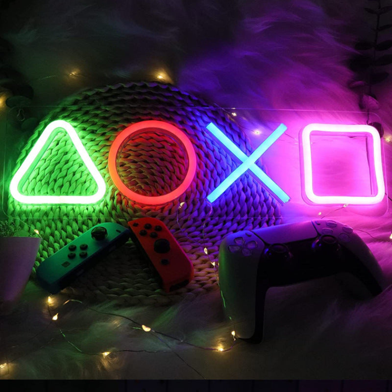 VibeCore Playstation Buttons Neon Light Laying Down