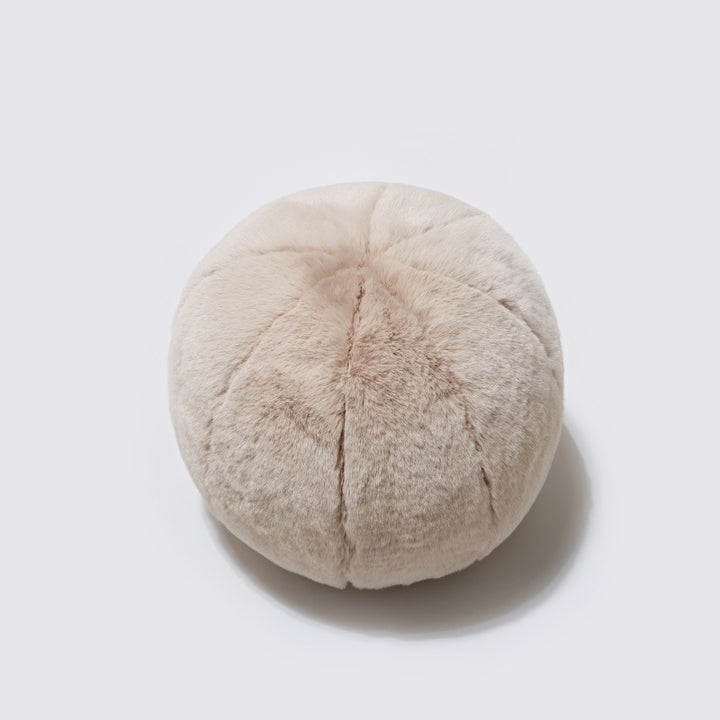 VibeCore Plush Ball Throw Pillow in beige, featuring an ultra-soft, fluffy design for modern, cozy, and hygge-inspired decor. Perfect for beds, couches, and dorm rooms.