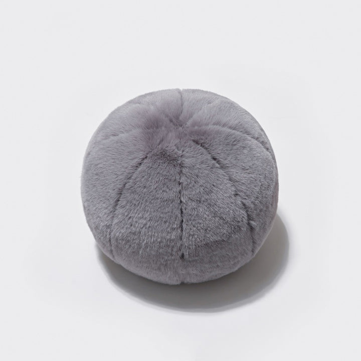 VibeCore Plush Ball Throw Pillow in gray, offering an ultra-soft, fluffy design for modern, cozy, and hygge-inspired room decor. Ideal for beds, couches, and dorm rooms.