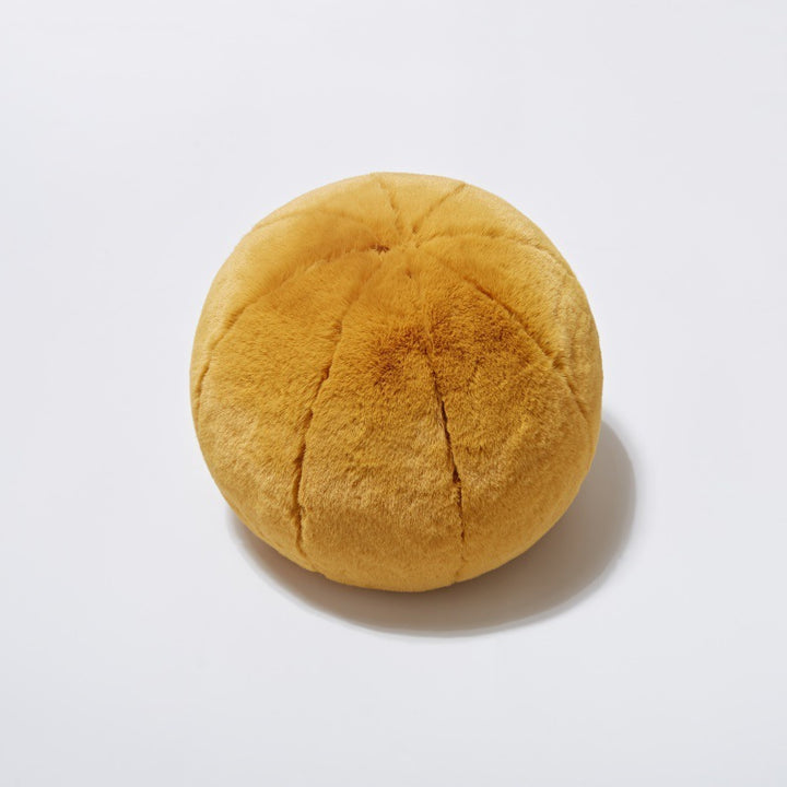 VibeCore Plush Ball Throw Pillow in mustard yellow, offering an ultra-soft, fluffy design that adds a modern, cozy, and hygge touch to any room. Perfect for beds, couches, and dorm rooms.
