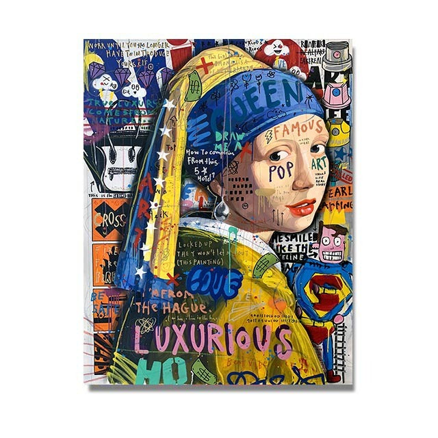VibeCore Pop Graffiti Canvas Prints Option A: Girl With a Pearl Earring.