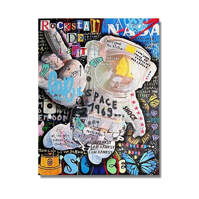 VibeCore Pop Graffiti Canvas Prints Option E: Space 1969