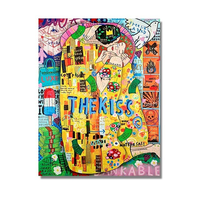 VibeCore Pop Graffiti Canvas Prints Option G: The Kiss