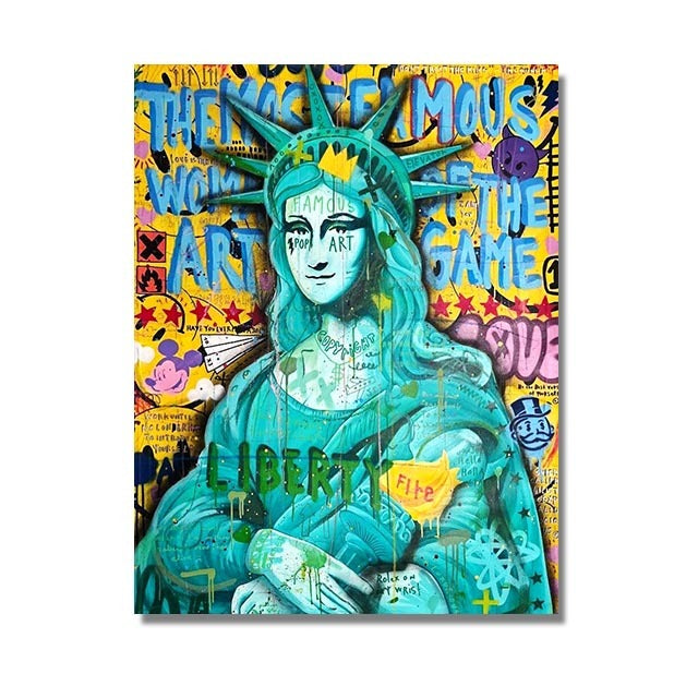 VibeCore Pop Graffiti Canvas Prints Option J: Statue of Liberty