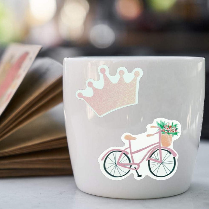 VibeCore Preppy Pink Stickers on a mug, showcasing cute pink decals and preppy designs for a stylish, personalized touch, perfect for adding charm to your accessories.