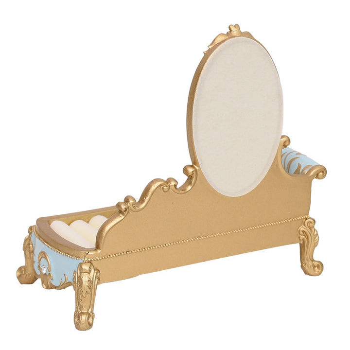 VibeCore Princess Ring Holder resin jewelry rack with glass mirror, showing an elegant design from behind.