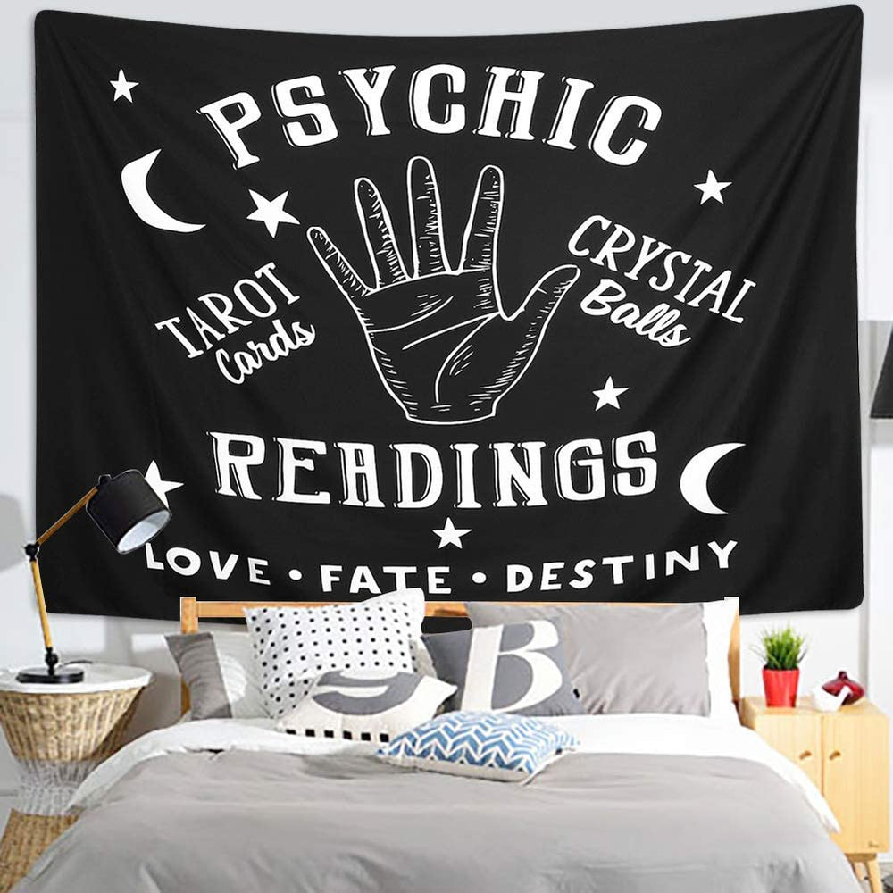 VibeCore Psychic Readings Tapestry Behind Bed