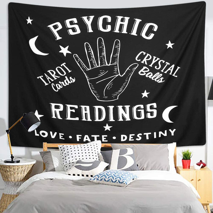 VibeCore Psychic Readings Tapestry Behind Bed