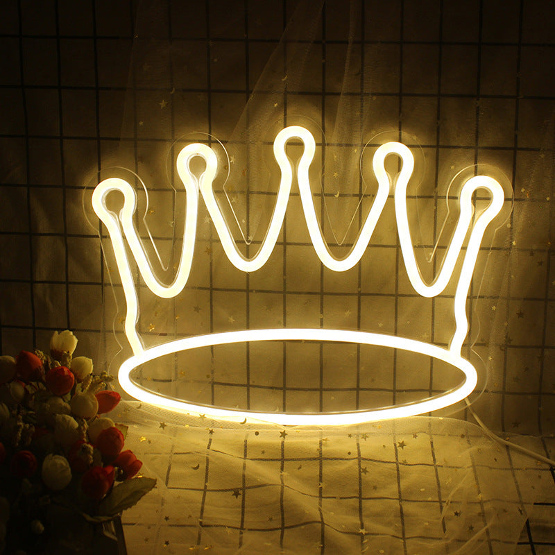 VibeCore Queen's Crown Neon Light With Grid Background