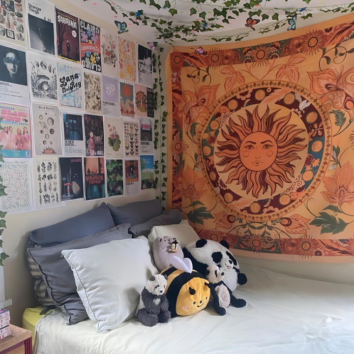 VibeCore Radiant Sun Tapestry In Teen Bedroom