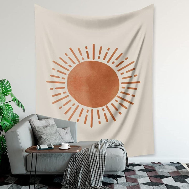 VibeCore Radiating Sun Tapestry Hanging In Living Room