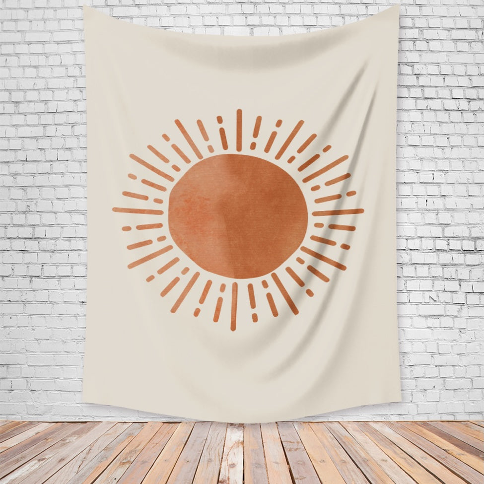 VibeCore Radiating Sun Tapestry On Brick Wall