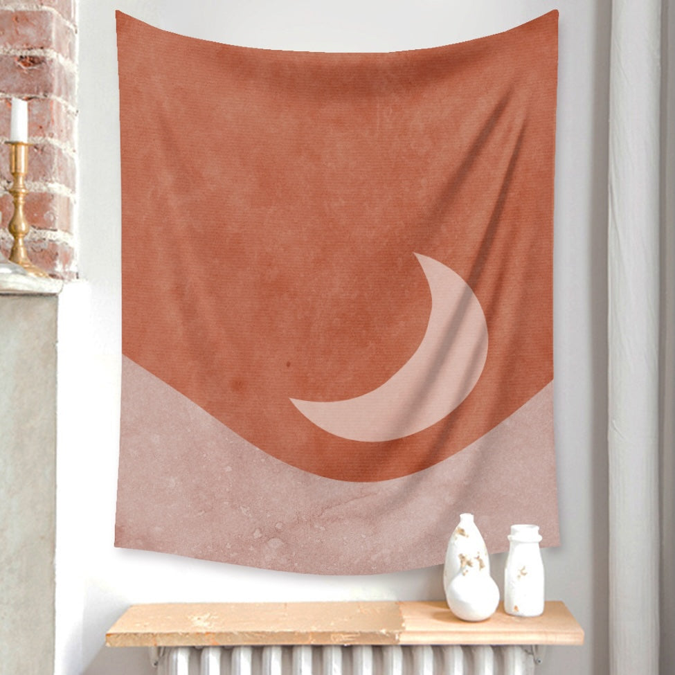 VibeCore Red Crescent Moon Tapestry Hanging