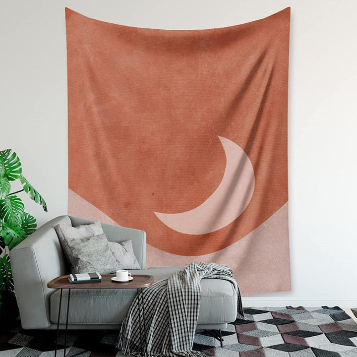 VibeCore Red Crescent Moon Tapestry Hanging In Living Room