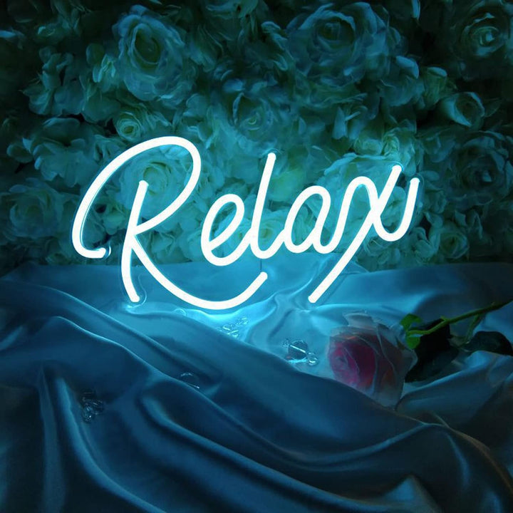 VibeCore Relax Neon Light With Flowers In Background
