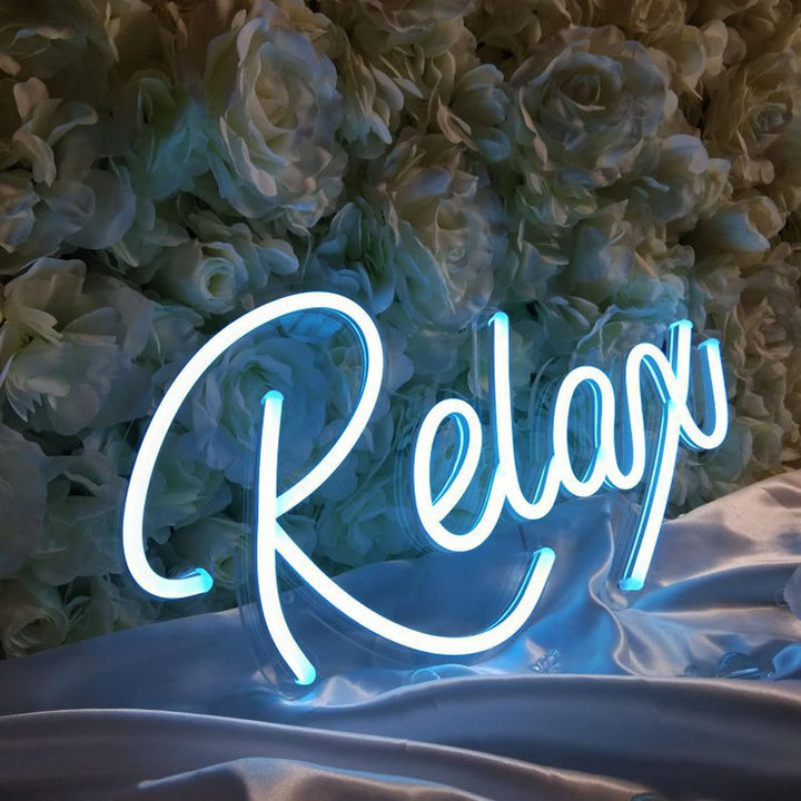 VibeCore Relax Neon Light With Flowers In Background Side View