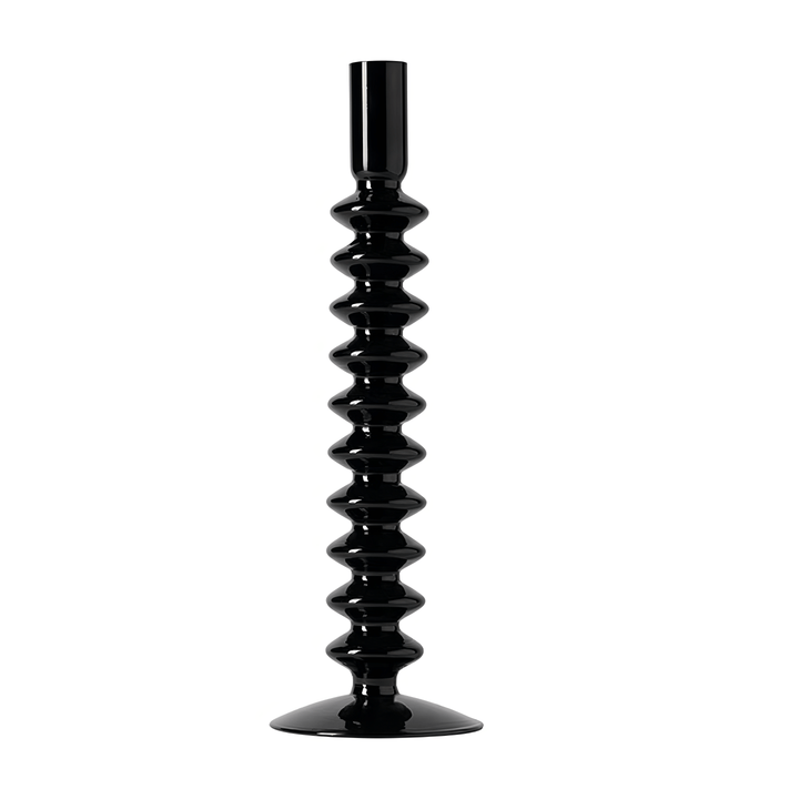 VibeCore Retro Abstract Glass Candle Holder black Option A with geometric shape and hand-blown borosilicate glass, styled for modern minimalist decor.