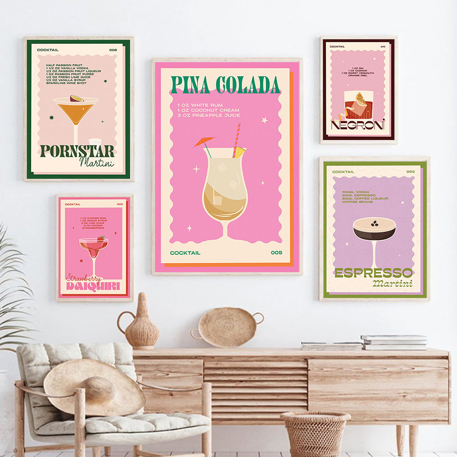 VibeCore Retro Cocktail Canvas Prints