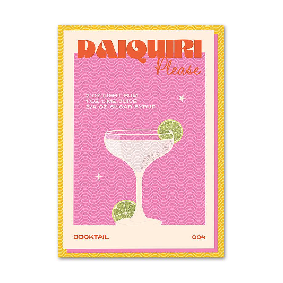 VibeCore Retro Cocktail Canvas Prints Option A: Daiquiri Please