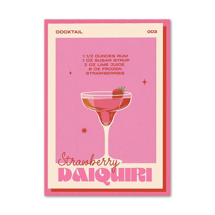 VibeCore Retro Cocktail Canvas Prints Option B: Strawberry Daiquiri