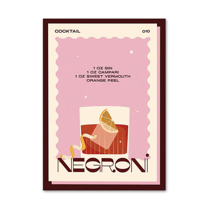 VibeCore Retro Cocktail Canvas Prints Option E: Negroni