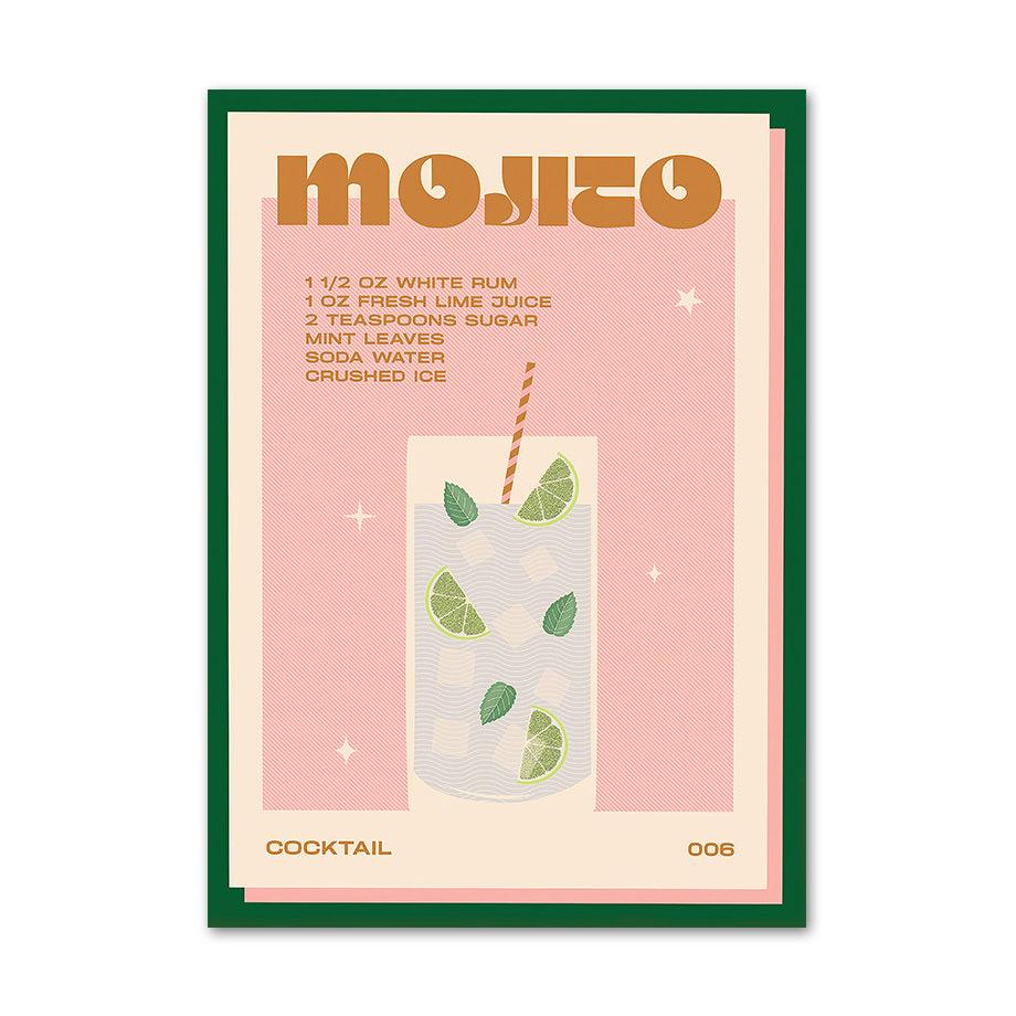 VibeCore Retro Cocktail Canvas Prints Option F: Mojito