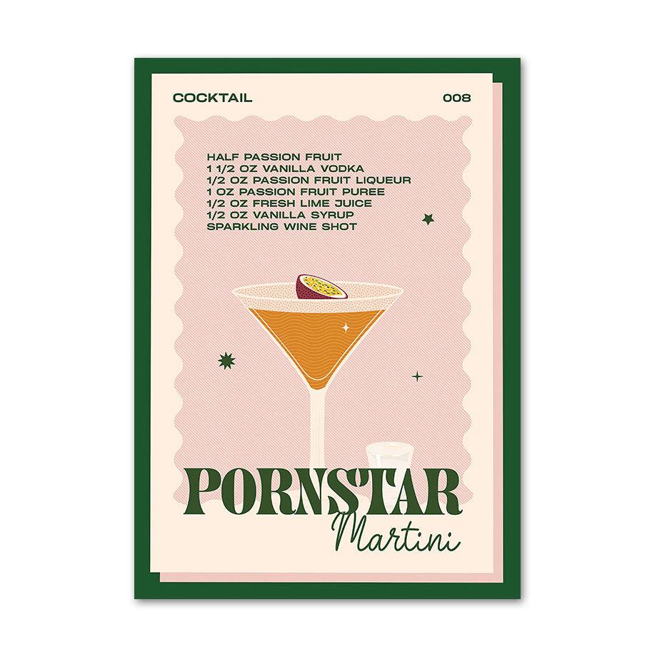 VibeCore Retro Cocktail Canvas Prints Option H: Pornstar Martini