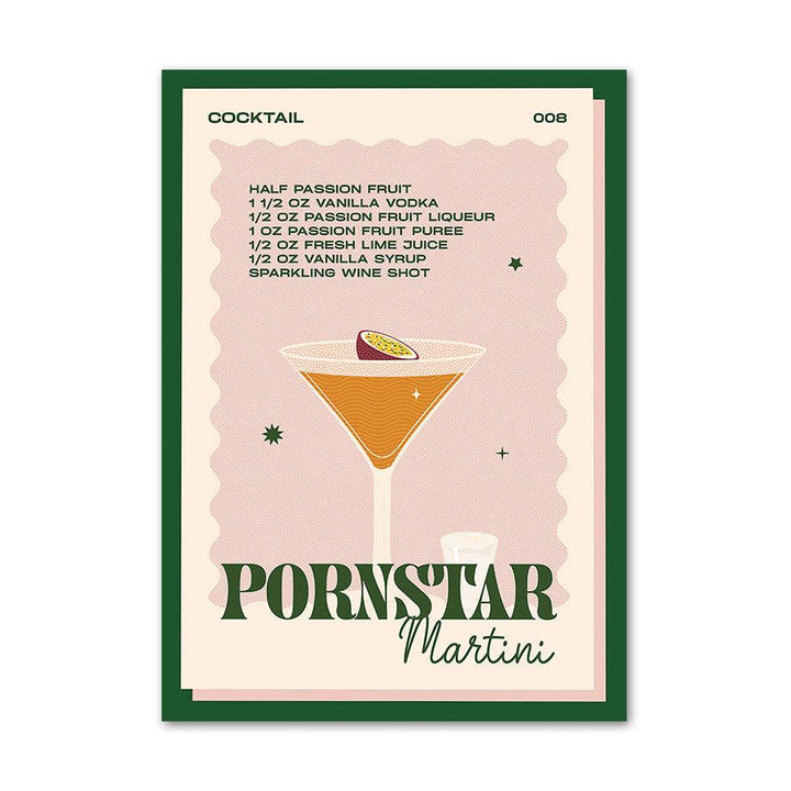 VibeCore Retro Cocktail Canvas Prints Option H: Pornstar Martini